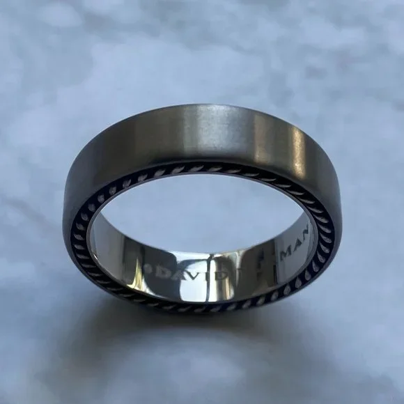 Mens David Yurman Streamline Band Ring in Grey TitaniumSize 11